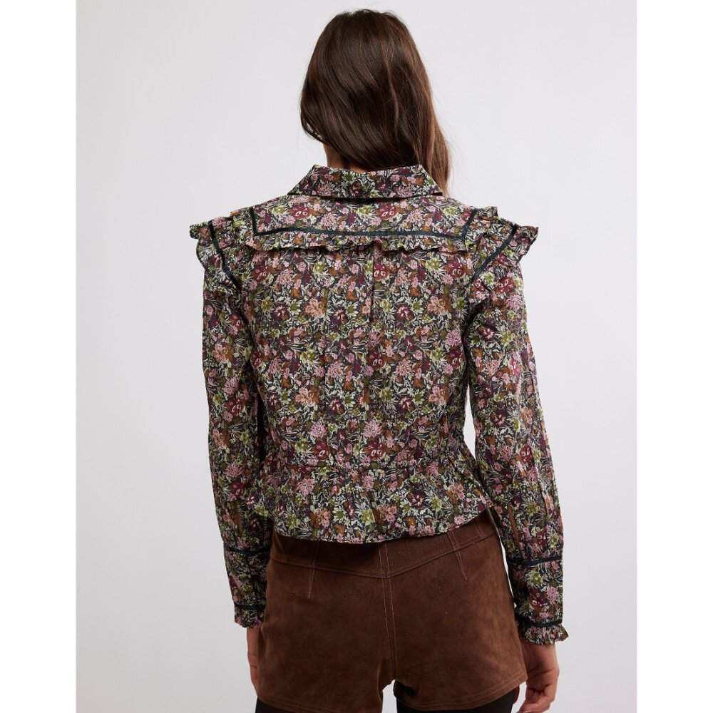 🎉LAST CHANCE🎉 FREE PEOPLE Printed Daybreak Blouse / Black Combo - Picture 9 of 12